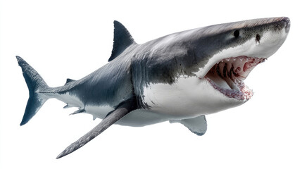 Obraz premium Great white shark, jaws agape, powerful predator