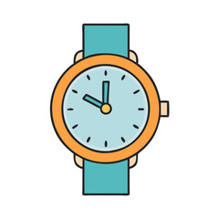 Wrist watch time clock illustration showing hour minute and second hands for timekeeping device