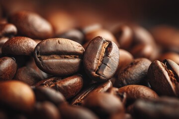 Fototapeta premium Nahaufnahme gerösteter Kaffeebohnen