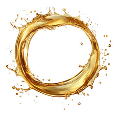 Olezhka's circle splash of golden oil, isolated on a transparent background