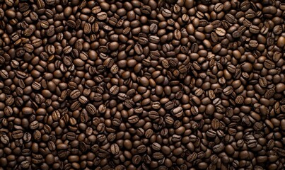Rich and Aromatic Coffee Beans Spread on Dark Background