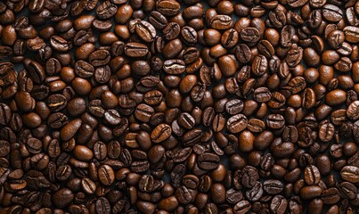 Fototapeta premium Fresh Roasted Coffee Beans Texture Background for Beverage Concepts