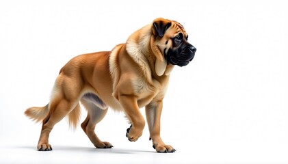 Obraz premium Majestic Mastiff, powerful stance, white background, strong, background