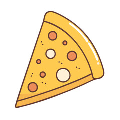 Delicious pizza slice with pepperoni and cheese drawing food illustration vector design art