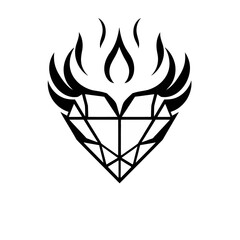 Diamond flame tattoo design vector illustration black and white graphic art style drawing concept logo idea