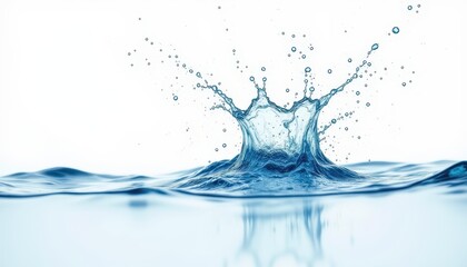 water streaming and colliding mid air, dynamic impact splash on white