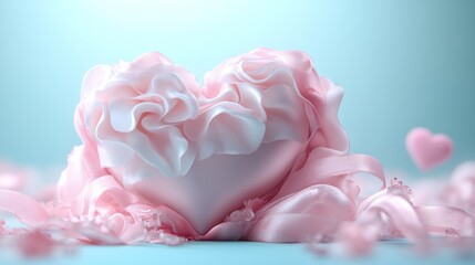A Delicate Pink Heart Nestled in Soft Fabrics
