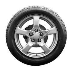 Obraz premium Damaged silver alloy wheel with black tire