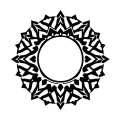 Vector mandala design element black and white ornamental pattern decorative geometric circle for design 