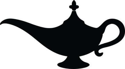 aladdin lamp silhouette vector illustration