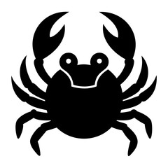 Minimal crab icon in black silhouette vector format with transparent background for marine biology infographics and seafood packaging design