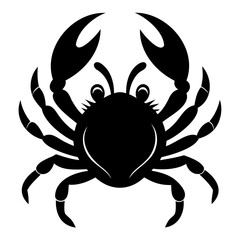 Clean vector silhouette of black crab icon isolated on transparent background perfect for oceanic designs culinary prints and sea creature art
