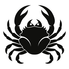 Black crab illustration in silhouette vector format on transparent background used in seafood labels marine art and fishing advertisements