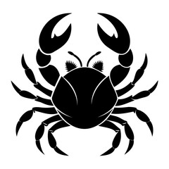 Silhouette crab icon in black vector line style with transparent background for underwater scenes culinary branding and summer clipart