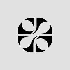 Minimalist Geometric Design: A striking symmetrical design composed of interconnected, abstract forms that create a harmonious and visually engaging aesthetic, perfect for modern applications.