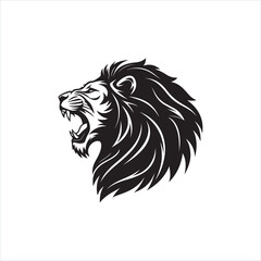 Fototapeta premium Roaring Lion Silhouette on White Background