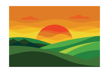 Obraz premium landscape with sunset