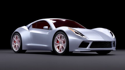 Sleek Silver Sports Car Studio Shot.