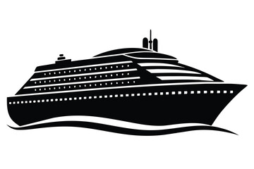 Obraz premium Silhouette of a luxury cruise ship on the ocean, modern liner