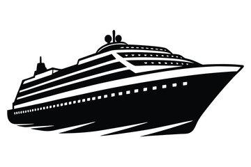 Silhouette of a luxury cruise ship on the ocean, modern liner
