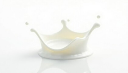 Single crown-shaped milk splash, white backdrop , smooth, wave