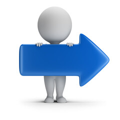 3d small people with blue arrow