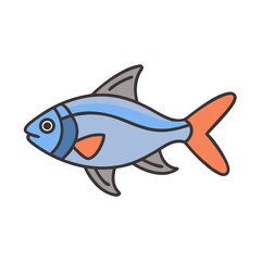 Isolated cartoon fish vector illustration of aquatic animal swimming in the ocean or sea