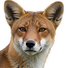 Fototapeta premium Close-up portrait of a fox, head and shoulders, alert expression, warm reddish-brown fur, sharp eyes, pointed ears