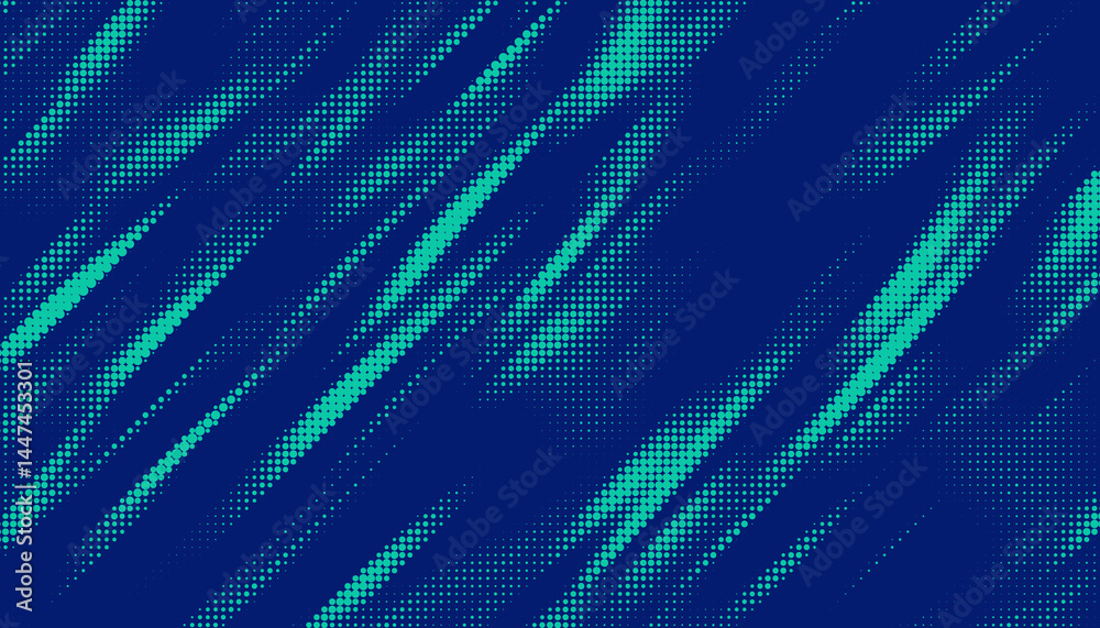 Aufkleber Triangular halftone texture retro wave vector. Geometric technology abstract diagonal dotted background. Half tone retro comic pattern. Minimal 80s style dynamic tech structure wallpaper.	
