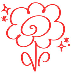 手書き　はなまる　イラスト　100点　満点　赤ペン　花丸　採点　フラワー　キラキラ