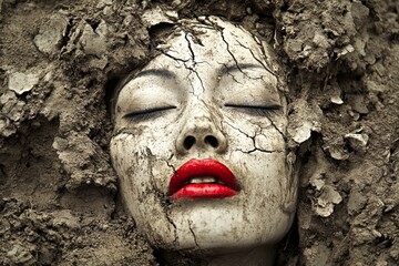 Metaphorical being swallowed by the ground physical senses, of fear and despair. Being swallowed by the ground - nightmares, bad dreams: abstract image of individual status. Fear and anxiety.