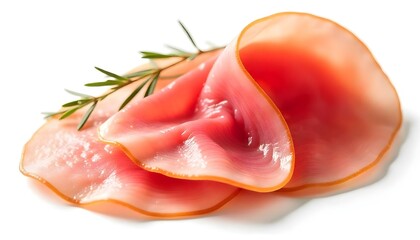 pork ham slices isolated on white background