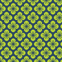 Floral Pattern in Green and Blue