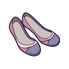 Ballet flats shoes vector art illustration of pink and purple footwear fashion design element