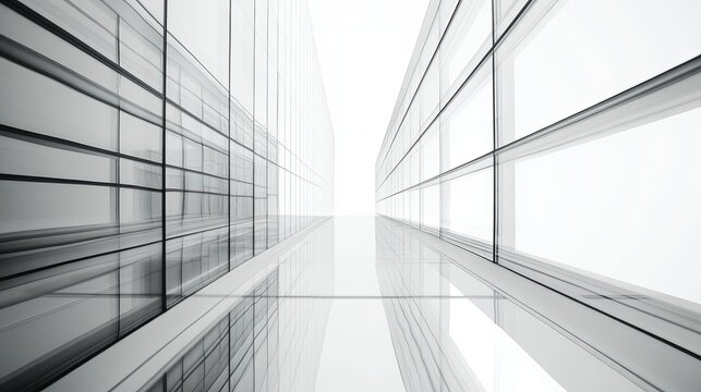 Fototapeta Modern glass building architecture exterior design abstract city grey urban lines white black light