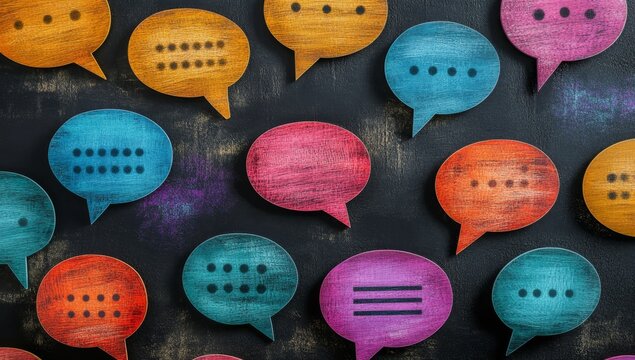 Colorful speech bubbles with patterns