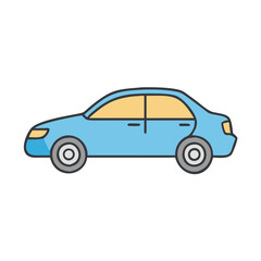 Fototapeta premium Illustration of a blue sedan car vehicle for transportation and personal auto travel design