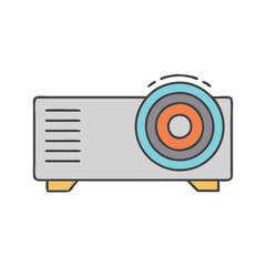 Illustration of projector device for presentations, home theater projector, and video projector use case