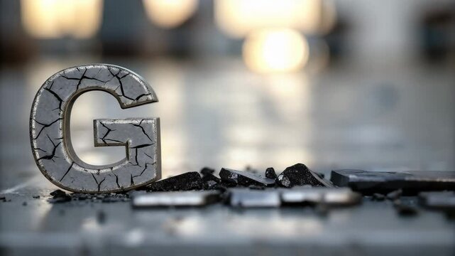 GDP Decline Concept, Cracked Metal Typography Letters Symbolizing GDP Decline and Economic Challenges in Design
