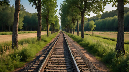 Fototapeta premium Railway through green countryside