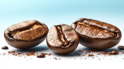Obraz premium Roasted Coffee Beans Macro Photography: Rich Brown Tones and Aromatic Coffee Grounds