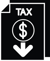Clean vector illustration of Tax return symbol silhouette in black.