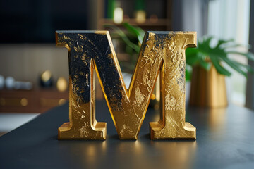 Black Gold Letter M Real Estate Logo the stunning sophisticated construction architecture building design template element that exudes elegance professionalism    