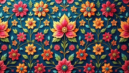 Intricate floral damask textile, repeating design, vintage, background