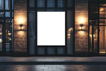 Brick storefront with blank billboard