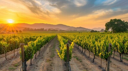 Fototapeta premium vineyard in the morning