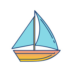 Illustration of sailboat with sails, boat, watercraft, and nautical theme for graphic design projects