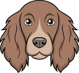 Cartoon brown cocker spaniel head illustration detailed vector drawing for graphic design and creative projects