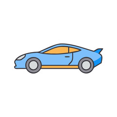 Fototapeta premium Illustration of a blue sports car vehicle automotive design with spoiler and sleek lines concept