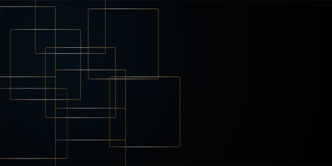 Abstract luxury gold lines with many squares and triangles shape background. Geometric random chaotic lines background.	